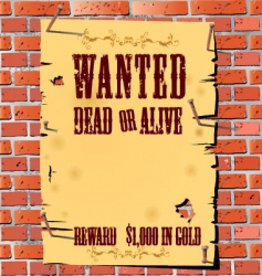 Wanted on old paper background vector image