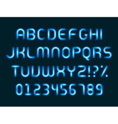 Neon light alphabet letters font vector image
