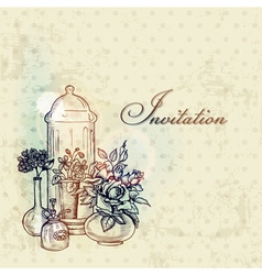 Vintage Spring Card with Flowers vector image