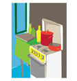 Cartoon kitchen interior Cartoon kitchen interior vector image