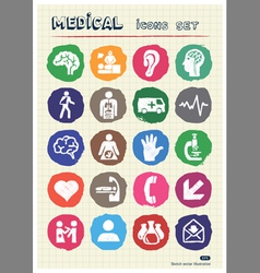 Medical and human web icons set drawn by chalk vector image