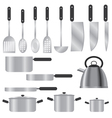 Set of silver kitchen utensils vector image