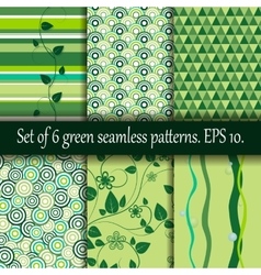Set of six green seamless patterns Set of six green seamless patterns vector image