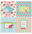 Set of Colorful Cards with Rose Elements vector image