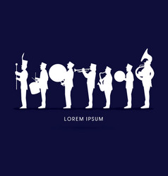 Silhouette marching band vector image