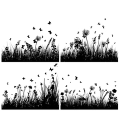 Grass silhouettes background set Grass silhouettes background set vector image