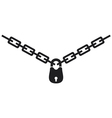 Chain and padlock silhouette vector image