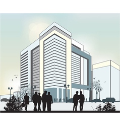 City silhouettes in blue colors vector image