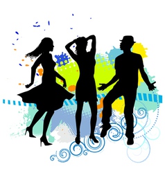 Several people are dancing on the party silhouette vector image