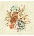 Vintage Spring Card with Bird and Flowers vector image