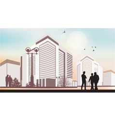 City silhouettes in purple colors vector image