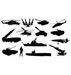 Military silhouettes Military silhouettes vector image