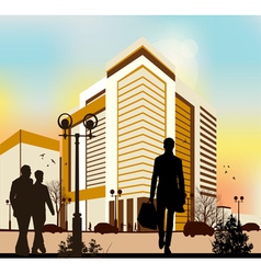 City silhouettes in yellow colors vector image