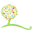 Tree hearts hands and swirly leaves logo vector image