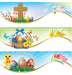 Easter horizontal banners vector image