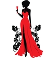 Silhouette of woman with wineglass vector image