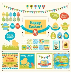 Set of Happy Easter ornaments vector image
