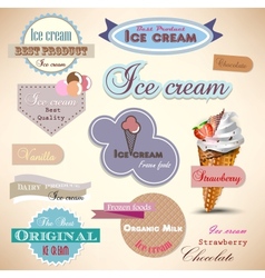 Set of vintage ice cream shop badges and labels vector image