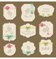 Set of Easter labels tags with bows and ribbons vector image