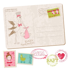 Baby girl shower card vector image