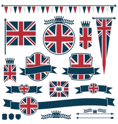 Uk flags and ribbons vector image