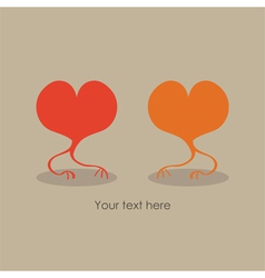 Valentines Day gift card with two hearts vector image