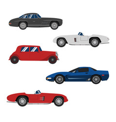 Retro cars classic and sport cars wheel set vector image