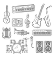 Musical instruments and equipments sketches vector image