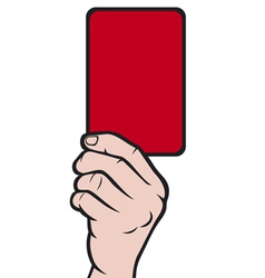 Soccer referees hand with red card vector image
