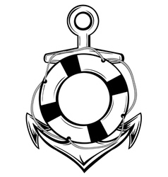 Anchor and ring buoy vector image