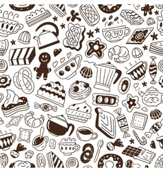 Coffee and sweets - seamless pattern vector image
