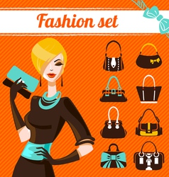 Fashion woman set vector image
