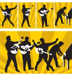 Rock and roll silhouettes vector image