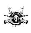 Crossed guns and skull of deer vector image