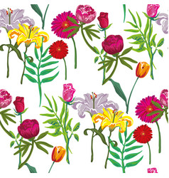 Flowers seamless pattern vector image