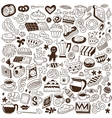 Coffee and sweets - doodles vector image