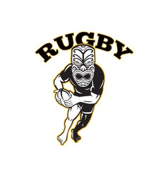 Maori Mask Rugby Player Running With Ball vector image