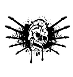 Skull with silhouette guitars vector image