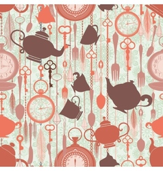 Vintage seamless pattern with tea theme vector image