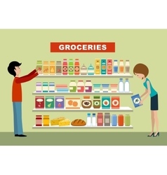 People in a supermarket Groceries vector image