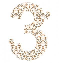 Floral number 3 vector image