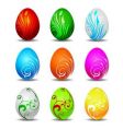 Nine color Easter eggs collection vector image