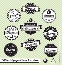 Billiards Champion Labels vector image