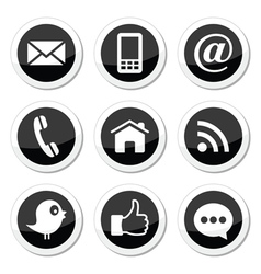 Contact web blog and social media round icons vector image