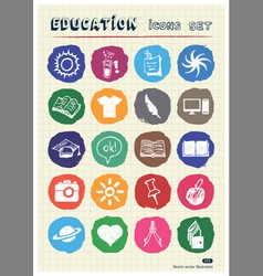 School and education web icons set drawn by chalk vector image