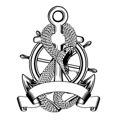 Snake anchor and steering wheel vector image