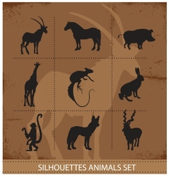 Abstract symbols of animals silhouette vector image