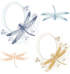 Dragonfly pastel frames vector image