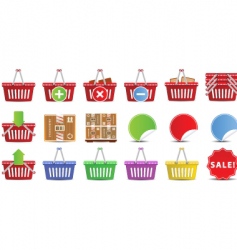 Shopping baskets icon set vector image