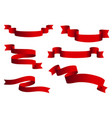 Red glossy ribbon banners set ribbons Red glossy ribbon banners set ribbons vector image